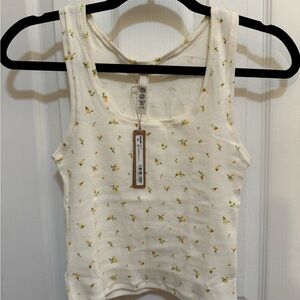 SKIMS Marigold Rosebud Print Cotton Rib Tank Top